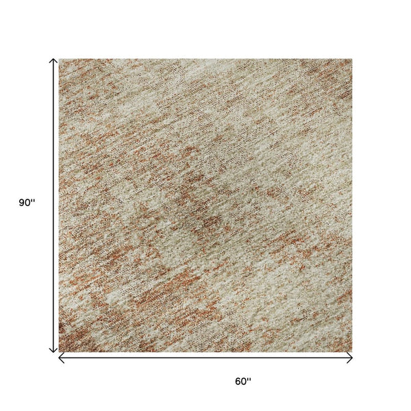 HomeRoots 5' X 8' Stylish Rust & Beige Abstract Washable Area Rug - UV Protected, Pet-Friendly, Durable Design 674870
