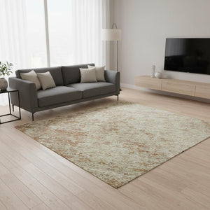 HomeRoots 5' X 8' Stylish Rust & Beige Abstract Washable Area Rug - UV Protected, Pet-Friendly, Durable Design 674870
