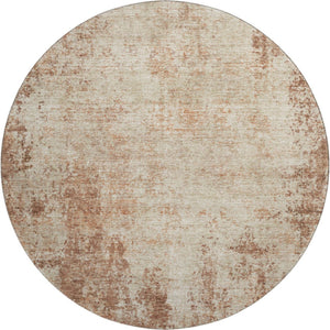 HomeRoots 8' Rust and Beige Abstract Round Rug – Washable, Stain-Resistant, UV Protected for Modern Homes 674871