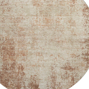 HomeRoots 8' Rust and Beige Abstract Round Rug – Washable, Stain-Resistant, UV Protected for Modern Homes 674871