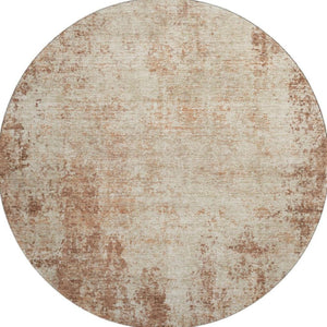 HomeRoots 8' Rust and Beige Abstract Round Rug – Washable, Stain-Resistant, UV Protected for Modern Homes 674871