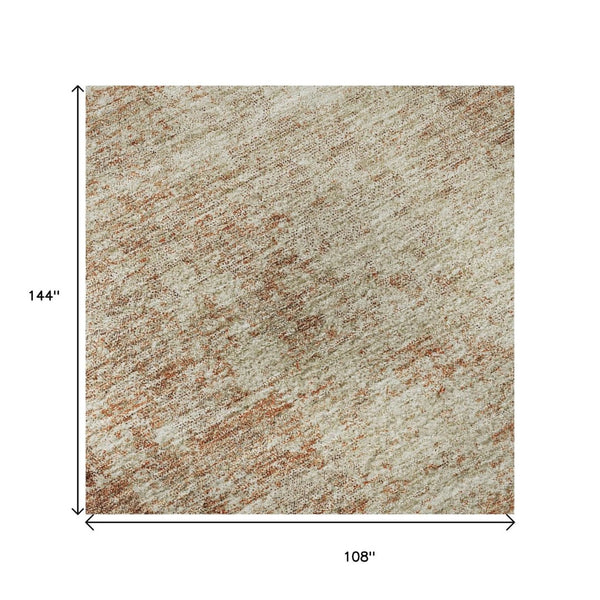 HomeRoots 9' X 12' Stylish Rust and Beige Abstract Area Rug - Washable, Stain Resistant, UV Protected Design 674873