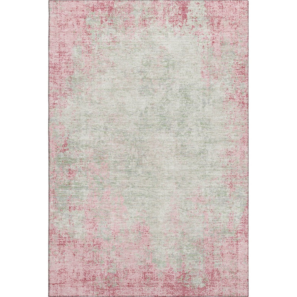 HomeRoots 5' X 8' Pink and Ivory Abstract Area Rug – Washable, UV-Protected, Soft, Durable for Busy Homes 674876