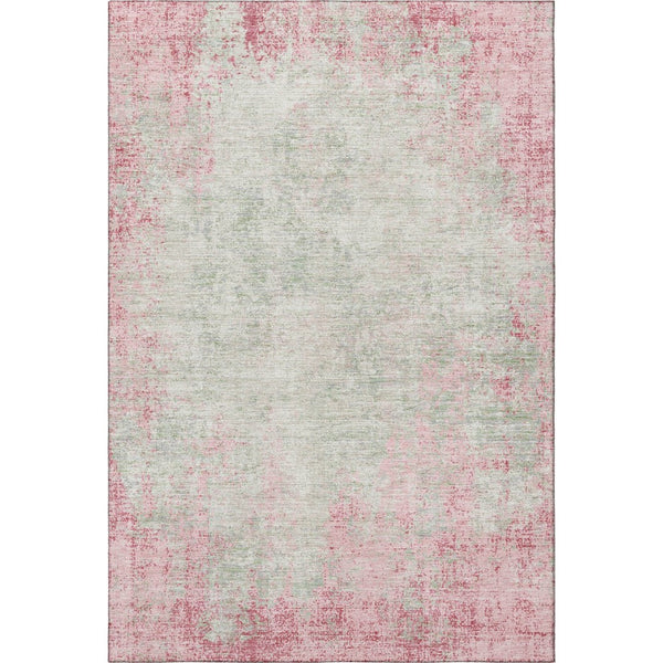HomeRoots 5' X 8' Pink and Ivory Abstract Area Rug – Washable, UV-Protected, Soft, Durable for Busy Homes 674876