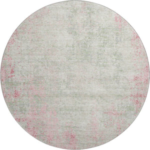 HomeRoots 8' Pink And Ivory Abstract Round Rug - Stylish, Washable, Stain-Resistant with UV Protection! 674877