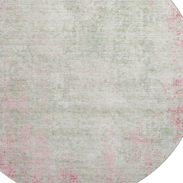 HomeRoots 8' Pink And Ivory Abstract Round Rug - Stylish, Washable, Stain-Resistant with UV Protection! 674877