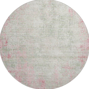 HomeRoots 8' Pink And Ivory Abstract Round Rug - Stylish, Washable, Stain-Resistant with UV Protection! 674877