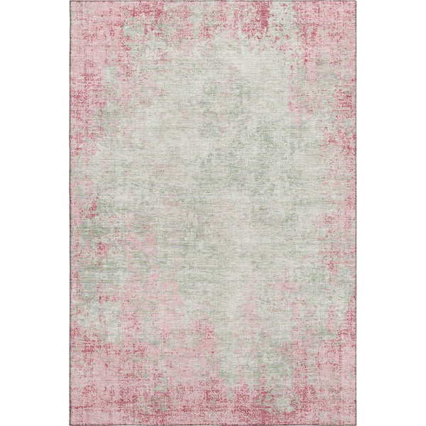 HomeRoots 9' X 12' Pink and Ivory Abstract Washable Area Rug - Durable, UV-Protected, Easy-Clean for Homes 674879