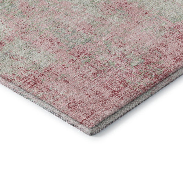 HomeRoots 9' X 12' Pink and Ivory Abstract Washable Area Rug - Durable, UV-Protected, Easy-Clean for Homes 674879