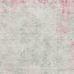 HomeRoots 9' X 12' Pink and Ivory Abstract Washable Area Rug - Durable, UV-Protected, Easy-Clean for Homes 674879