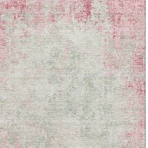 HomeRoots 9' X 12' Pink and Ivory Abstract Washable Area Rug - Durable, UV-Protected, Easy-Clean for Homes 674879