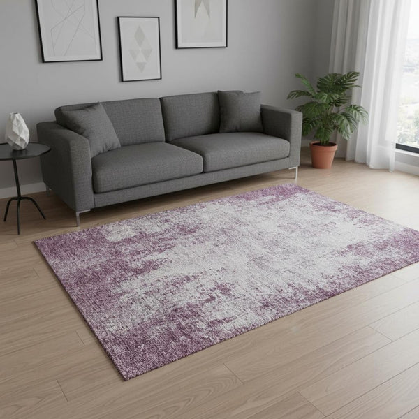 HomeRoots 5' X 8' Washable Plum & Ivory Abstract Area Rug - Durable, Stain Resistant, UV Protected for Homes 674882