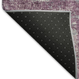 HomeRoots 8' Stylish Plum and Ivory Abstract Washable Round Rug with UV Protection for Busy Homes and Kids 674883