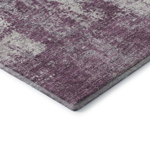 HomeRoots 8' Stylish Plum and Ivory Abstract Washable Round Rug with UV Protection for Busy Homes and Kids 674883