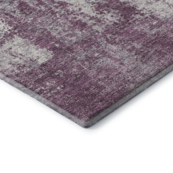 HomeRoots 8' Stylish Plum and Ivory Abstract Washable Round Rug with UV Protection for Busy Homes and Kids 674883