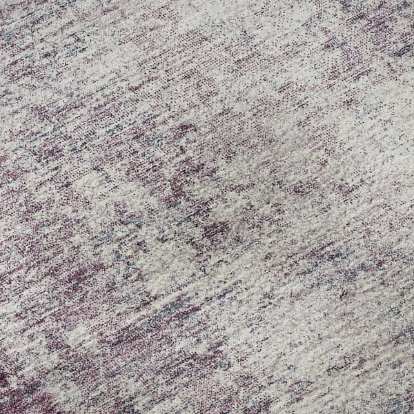 HomeRoots 8' Stylish Plum and Ivory Abstract Washable Round Rug with UV Protection for Busy Homes and Kids 674883