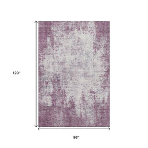 HomeRoots 8' X 10' Plum And Ivory Abstract Area Rug - Washable, UV Resistant, Stylish & Durable for High-Traffic Spaces 674884