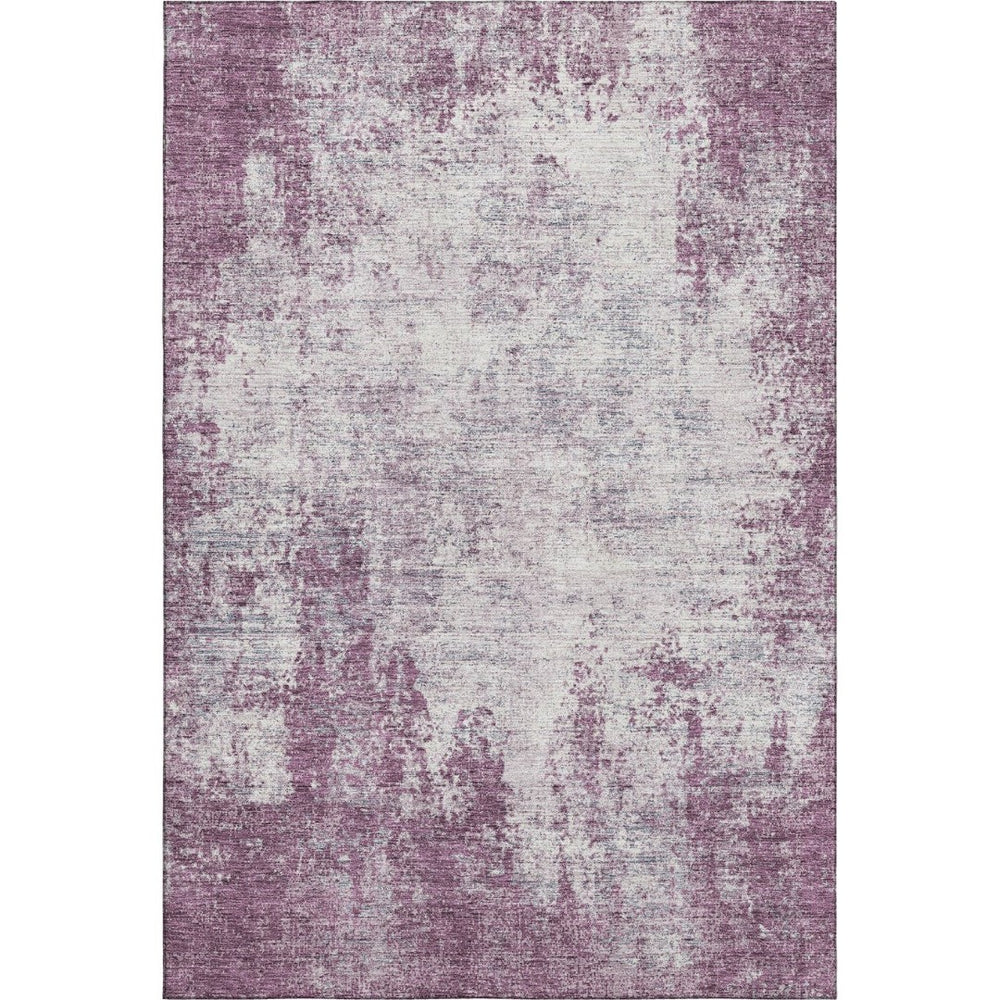 HomeRoots 10' X 14' Stylish Plum & Ivory Abstract Washable Area Rug – Durable, Stain Resistant, UV Protected 674886