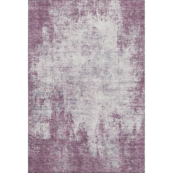 HomeRoots 10' X 14' Stylish Plum & Ivory Abstract Washable Area Rug – Durable, Stain Resistant, UV Protected 674886