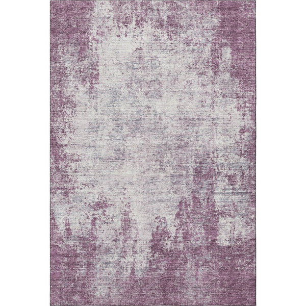HomeRoots 10' X 14' Stylish Plum & Ivory Abstract Washable Area Rug – Durable, Stain Resistant, UV Protected 674886