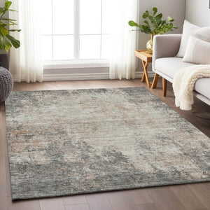 HomeRoots 10' X 14' Taupe & Ivory Abstract Area Rug - Modern, Washable, Durable, UV-Resistant for Family Spaces 674892