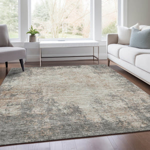 HomeRoots 10' X 14' Taupe & Ivory Abstract Area Rug - Modern, Washable, Durable, UV-Resistant for Family Spaces 674892