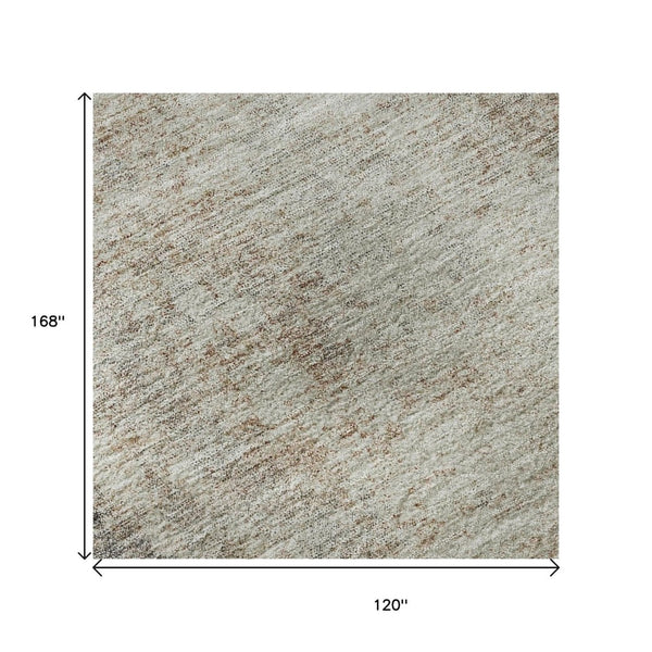HomeRoots 10' X 14' Taupe & Ivory Abstract Area Rug - Modern, Washable, Durable, UV-Resistant for Family Spaces 674892
