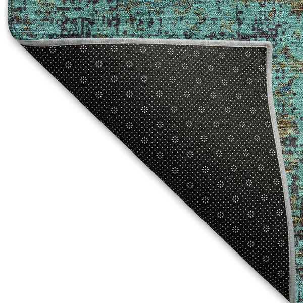 HomeRoots 5' X 8' Teal and Brown Abstract Area Rug - Modern, Washable, UV-Protected for High-Traffic Spaces 674894