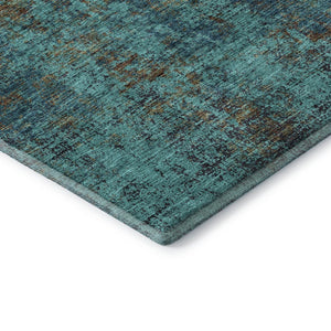 HomeRoots 5' X 8' Teal and Brown Abstract Area Rug - Modern, Washable, UV-Protected for High-Traffic Spaces 674894