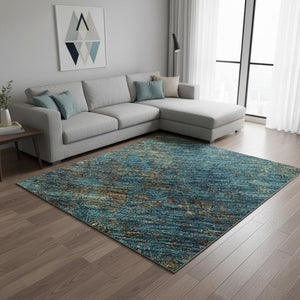 HomeRoots 8' X 10' Stylish Teal and Brown Abstract Area Rug – Washable, Stain Resistant, UV Protected Design! 674896