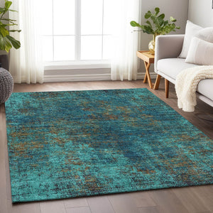 HomeRoots 8' X 10' Stylish Teal and Brown Abstract Area Rug – Washable, Stain Resistant, UV Protected Design! 674896