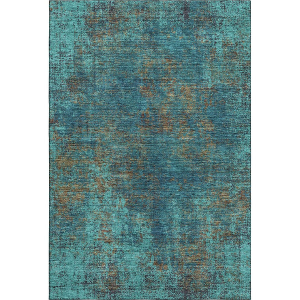 HomeRoots 8' X 10' Stylish Teal and Brown Abstract Area Rug – Washable, Stain Resistant, UV Protected Design! 674896