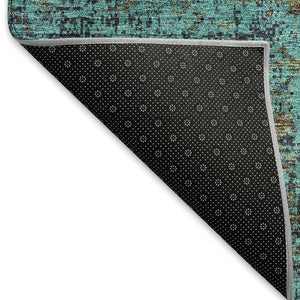 HomeRoots 8' X 10' Stylish Teal and Brown Abstract Area Rug – Washable, Stain Resistant, UV Protected Design! 674896