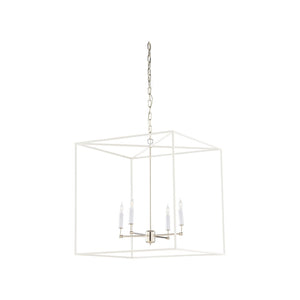 Wildwood Avalon Matte White Hanging Chandelier With Polished Nickel Accents — 28"H X 26"W Modern Stairwell Light 67490