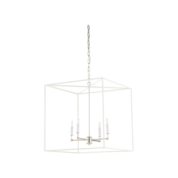 Wildwood Avalon Matte White Hanging Chandelier With Polished Nickel Accents — 28"H X 26"W Modern Stairwell Light 67490