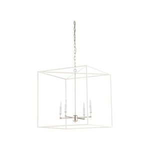 Wildwood Avalon Matte White Hanging Chandelier With Polished Nickel Accents — 28"H X 26"W Modern Stairwell Light 67490