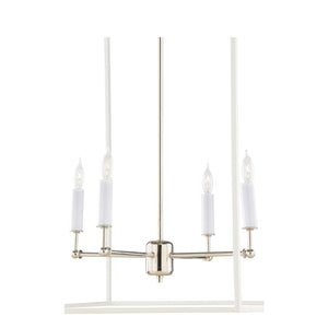 Wildwood Avalon Matte White Hanging Chandelier With Polished Nickel Accents — 28"H X 26"W Modern Stairwell Light 67490