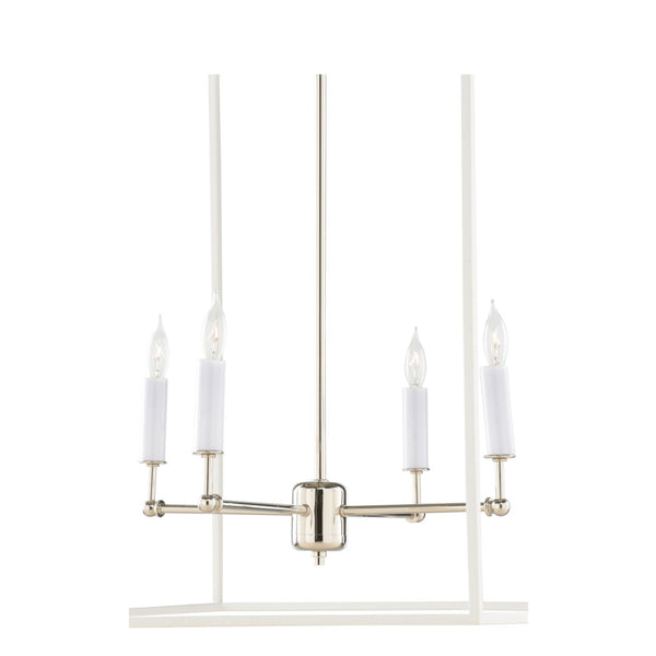 Wildwood Avalon Matte White Hanging Chandelier With Polished Nickel Accents — 28"H X 26"W Modern Stairwell Light 67490