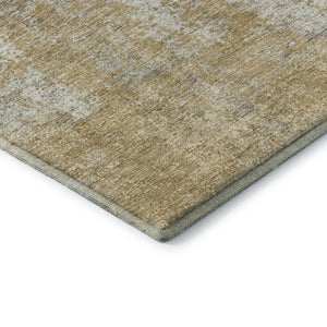 HomeRoots 10' Wheat and Ivory Abstract Area Rug - Washable, UV-Protected, Soft Polyester for Busy Homes 674904