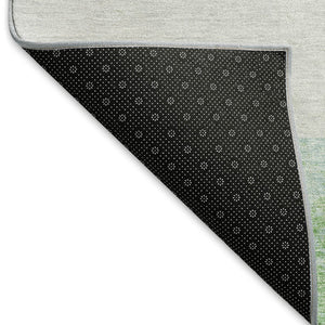 HomeRoots 8' X 10' Artichoke Green Teal Ivory Geometric Area Rug - Washable, UV Protected, and Pet Friendly! 674908