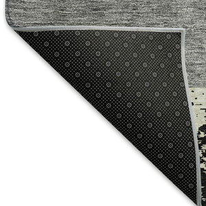 HomeRoots 10' X 14' Modern Black Ivory Beige Geometric Area Rug - Washable, UV Protected, Pet & Kid Friendly 674916