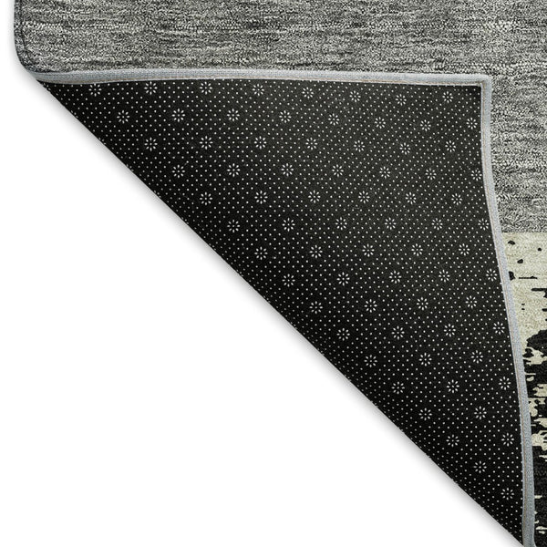 HomeRoots 10' X 14' Modern Black Ivory Beige Geometric Area Rug - Washable, UV Protected, Pet & Kid Friendly 674916