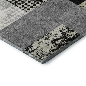 HomeRoots 10' X 14' Modern Black Ivory Beige Geometric Area Rug - Washable, UV Protected, Pet & Kid Friendly 674916