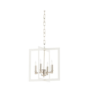 Wildwood Bayberry Matte White Chandelier With Polished Nickel Accents — Modern Pendant Lighting For Islands And Dining 14h x 12w x 12d 67492