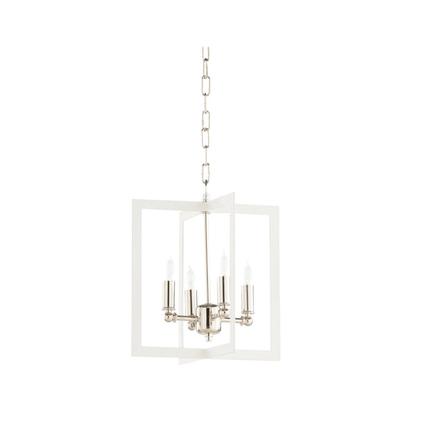 Wildwood Bayberry Matte White Chandelier With Polished Nickel Accents — Modern Pendant Lighting For Islands And Dining 14h x 12w x 12d 67492