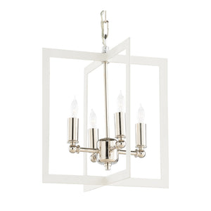 Wildwood Bayberry Matte White Chandelier With Polished Nickel Accents — Modern Pendant Lighting For Islands And Dining 14h x 12w x 12d 67492