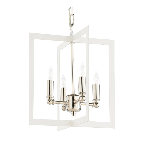 Wildwood Bayberry Matte White Chandelier With Polished Nickel Accents — Modern Pendant Lighting For Islands And Dining 14h x 12w x 12d 67492
