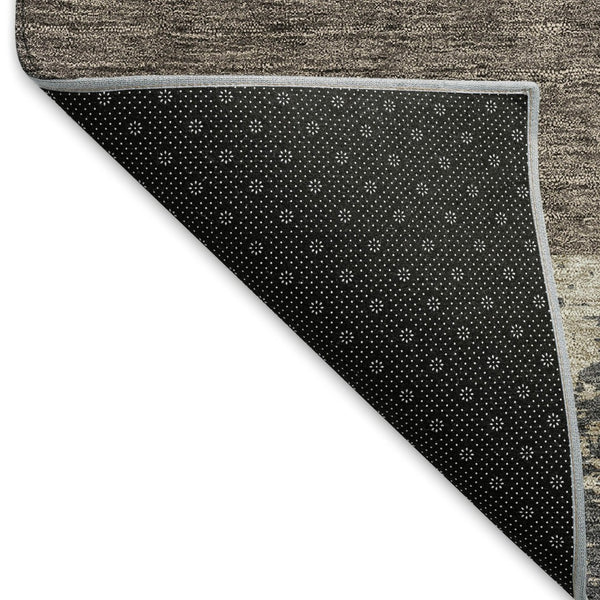 HomeRoots 5' Geometric Area Rug in Coffee, Gold & Ivory - Washable, UV-Protected, Stylish & Durable Design 674924