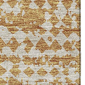 HomeRoots 5' Geometric Area Rug in Coffee, Gold & Ivory - Washable, UV-Protected, Stylish & Durable Design 674924