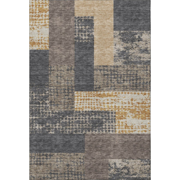 HomeRoots 8' X 10' Stylish Coffee Gold & Ivory Geometric Washable Area Rug with UV Protection for Homes 674926